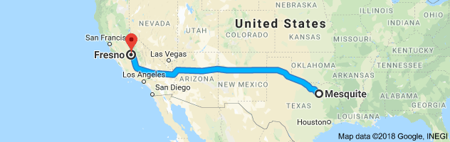 Mesquite to Fresno Auto Transport Route