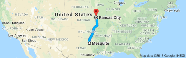 Mesquite to Kansas City Auto Transport Route