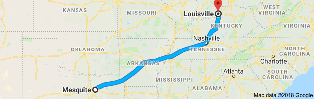 Mesquite to Louisville Auto Transport Route