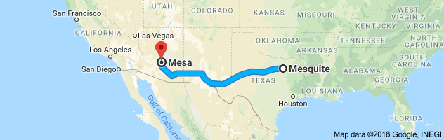 Mesquite to Mesa Auto Transport Route