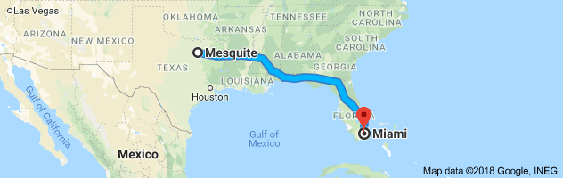 Mesquite to Miami Auto Transport Route