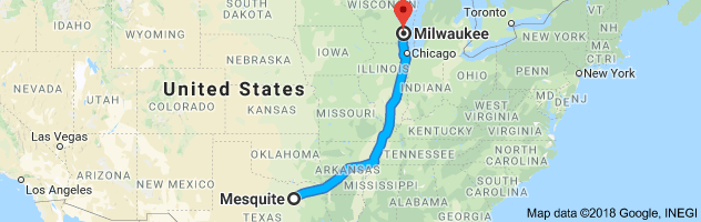 Mesquite to Milwaukee Auto Transport Route