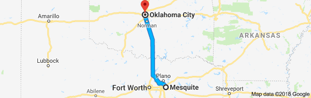 Mesquite to Oklahoma City Auto Transport Route