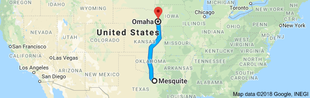 Mesquite to Omaha Auto Transport Route