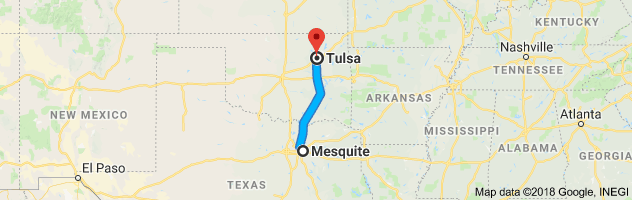 Mesquite to Tulsa Auto Transport Route
