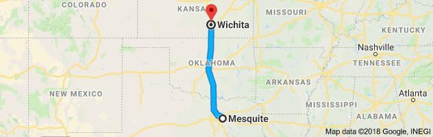 Mesquite to Wichita Auto Transport Route