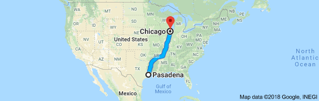Pasadena to Chicago Auto Transport Route