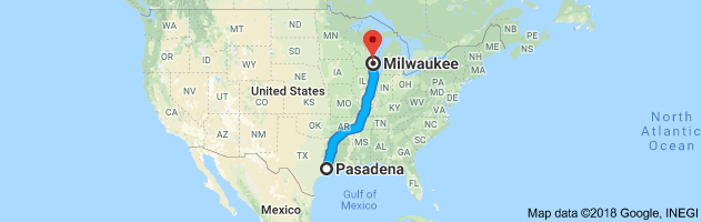 Pasadena to Milwaukee Auto Transport Route
