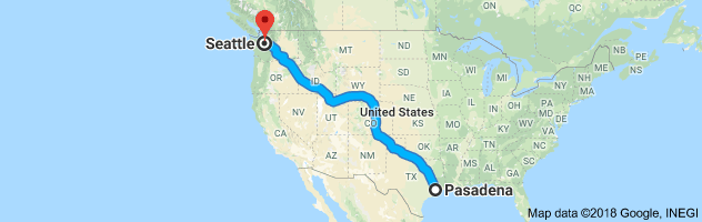 Pasadena to Seattle Auto Transport Route