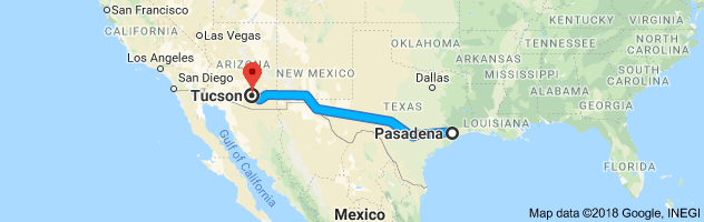 Pasadena to Tucson Auto Transport Route