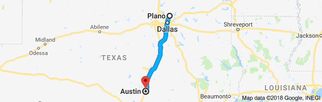 Plano to Austin Auto Transport Route