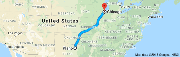 Plano to Chicago Auto Transport Route