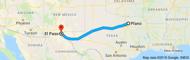 Plano  to El Paso Auto Transport Route