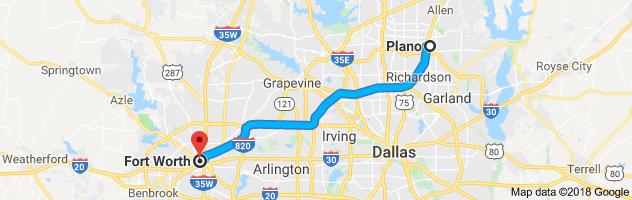 Plano to Fort Worth Auto Transport Route