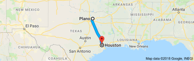 Plano to Houston Auto Transport Route
