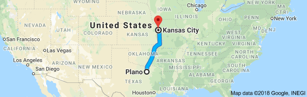 Plano to Kansas City Auto Transport Route