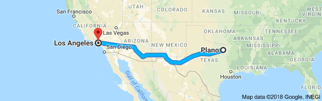 Plano to Los Angeles Auto Transport Route