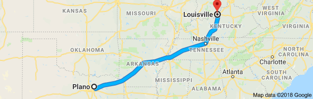 Plano to Louisville Auto Transport Route