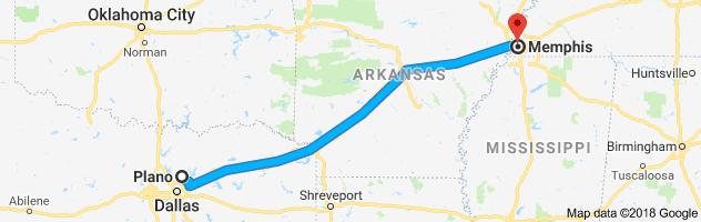 Plano to Memphis Auto Transport Route