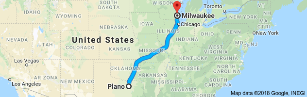 Plano to Milwaukee Auto Transport Route