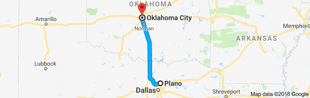 Plano to Oklahoma City Auto Transport Route