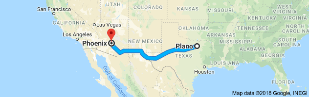 Plano to Phoenix Auto Transport Route