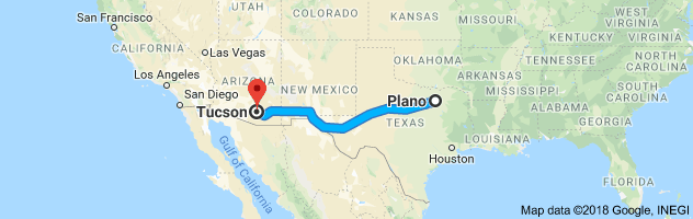 Plano to Tucson Auto Transport Route