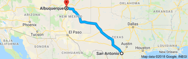 San Antonio to Albuquerque Auto Transport Route