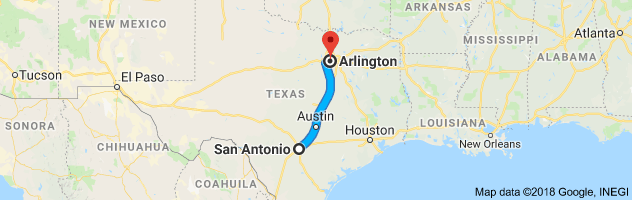 San Antonio to Arlington Auto Transport Route