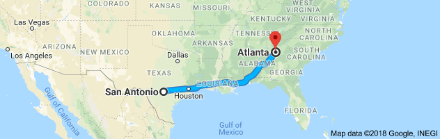 San Antonio to Atlanta Auto Transport Route