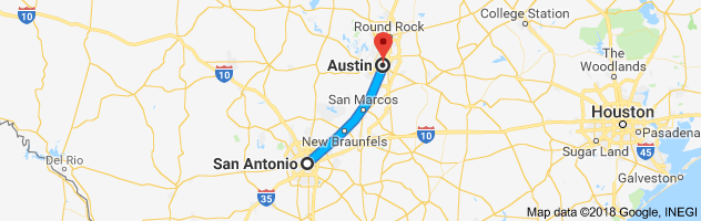 San Antonio to Austin Auto Transport Route