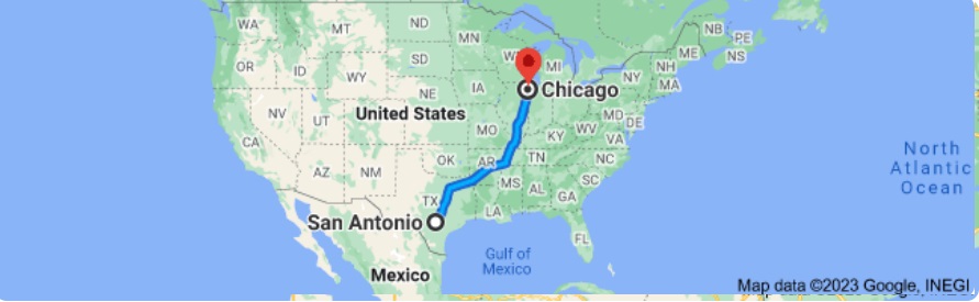 San Antonio to Chicago Auto Transport Route