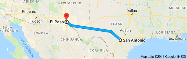San Antonio to El Paso Auto Transport Route