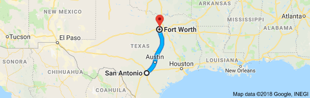 San Antonio to Fort Worth Auto Transport Route