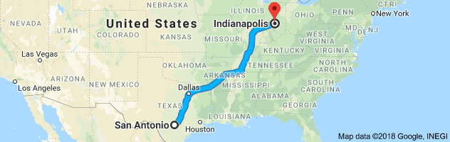 San Antonio to Indianapolis Auto Transport Route