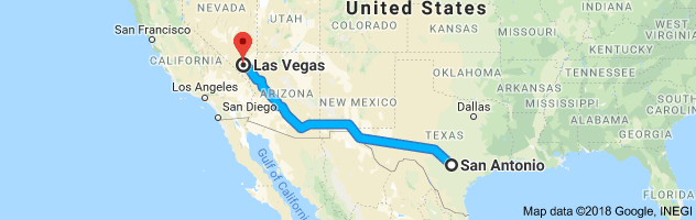 San Antonio to Las Vegas Auto Transport Route