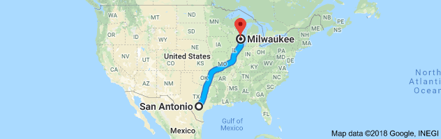 San Antonio to Milwaukee Auto Transport Route