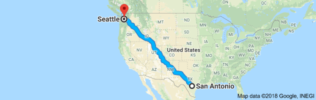 San Antonio to Seattle Auto Transport Route