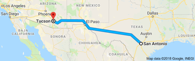 San Antonio to Tucson Auto Transport Route