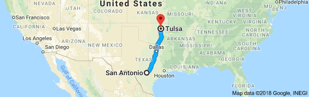 San Antonio to Tulsa Auto Transport Route